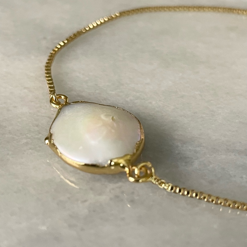 Natural Baroque Freshwater Pearl Gold Plated Bracelet - Picture 4 of 5